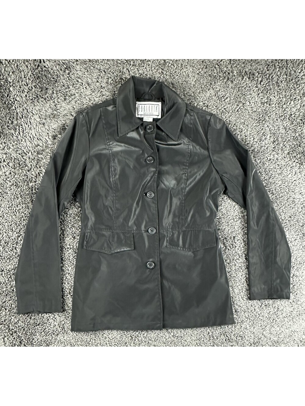 BB Dakota Pret a Porter Vintage Womens Faux Leather Jacket Small Black Y2K